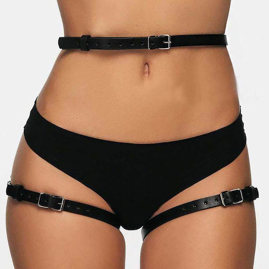 Black Leather Bondage Chain Bandage Garter