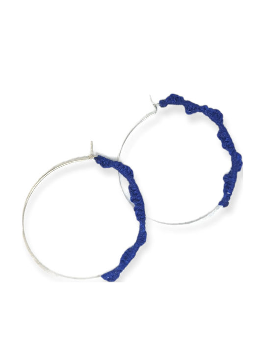 Cercei Cercuri Macrame Ananna Half Half Albastre