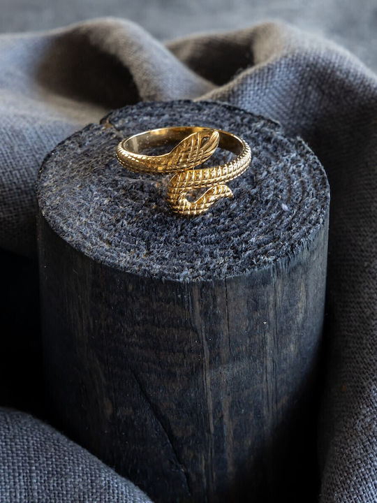 Ατσάλινο Χρυσό Δαχτυλίδι Cuoro Golden Snake