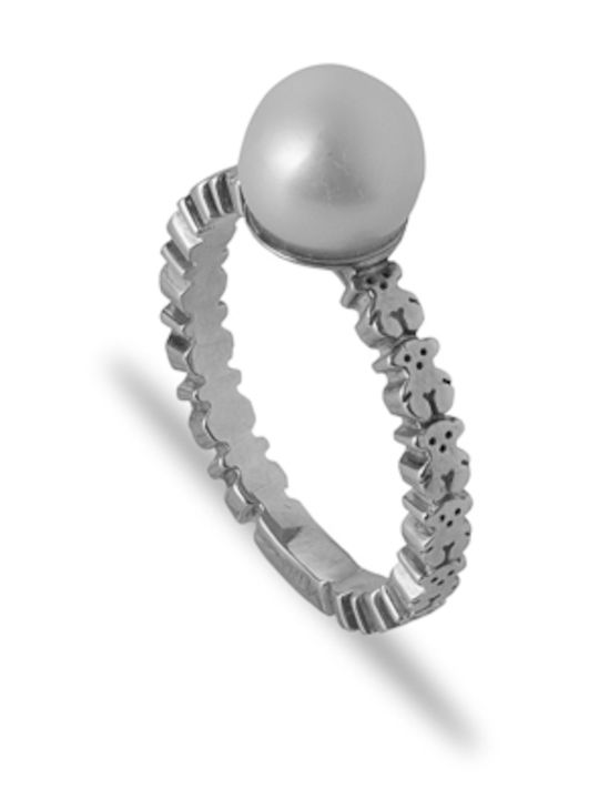 Tous Women's Silver Solitaire Pearl Ring 51-272-553-0