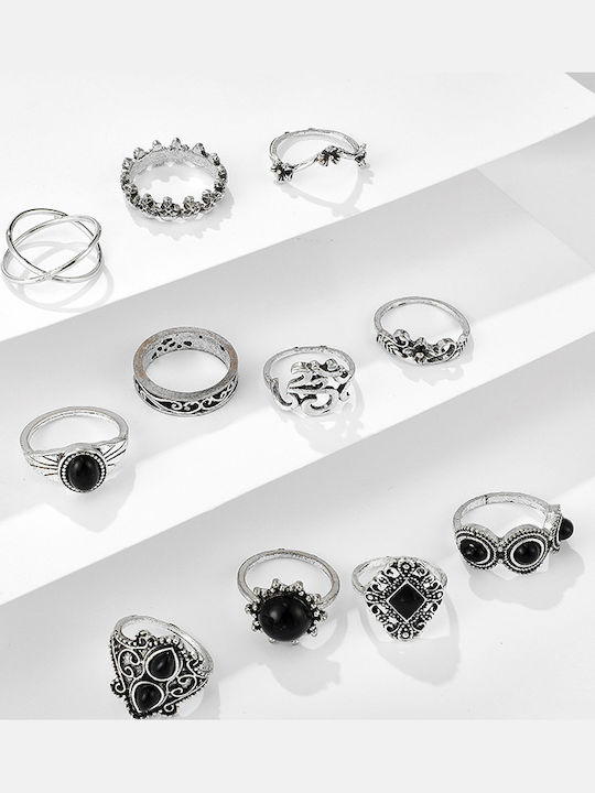 Silver Retro Punk Boho 02 Retro Collar Set