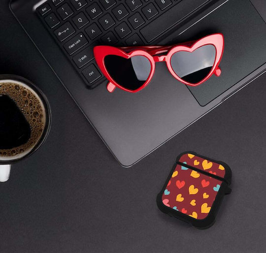 Калъф Силиконов Sonique Heart Series AirPods 1/2 Бордо
