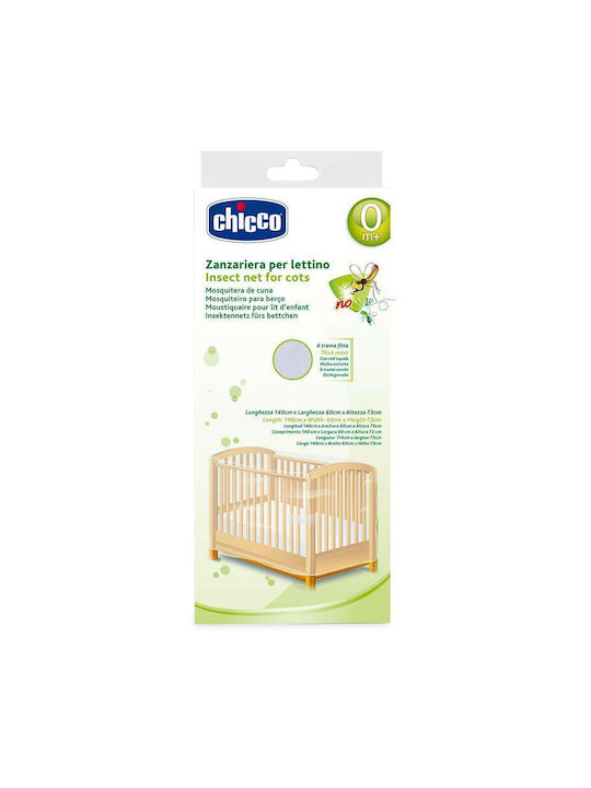 Chicco Mückennetz Kinderbett aus Tüll G01-65984-30 mit Gummizug Weiß 140x70x73cm