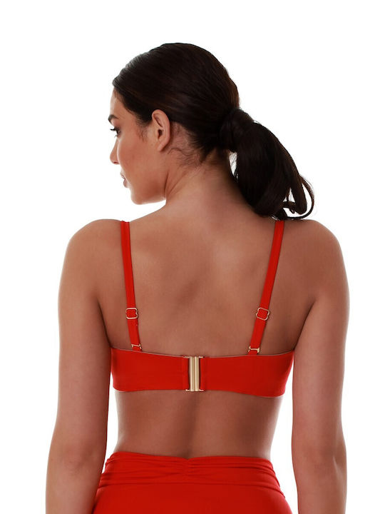 Padded Strapless Bikini with Detachable & Adjustable Straps Red