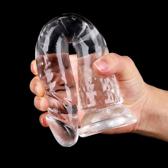 Kinksters Realistic Dildo with Scrotum and Suction Cup Transparent