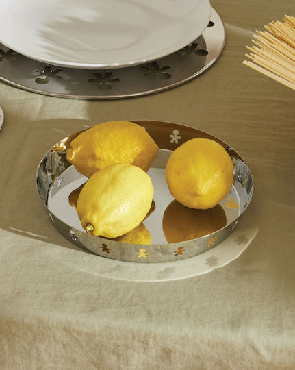 Alessi Girotondo Inoxidabil Rotund Tavă de Servire cu Mânere în Culoare Argintiu 21x21x2.7cm AKK78 1buc