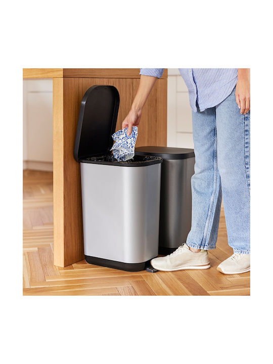 Rotho Babydesign Ribo Coș de Gunoi Plastic cu Pedală Gri 35lt 1buc