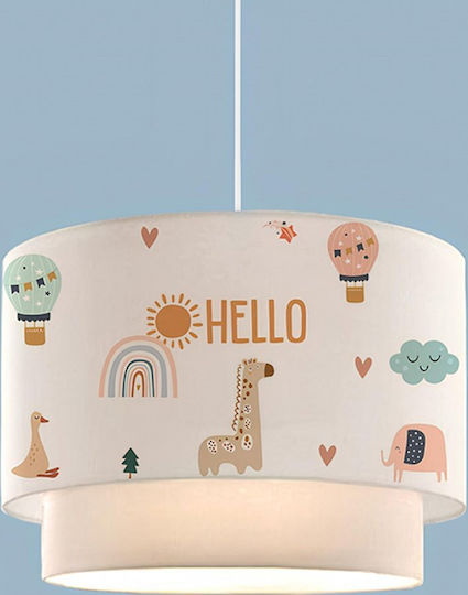GloboStar Single-Light Kids Ceiling Pendant Light Made of Fabric with E27 Socket White 30x70cm