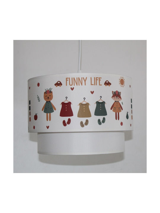 Homeplus Kids Fabric Single Ceiling Light E27 White 30x21cm