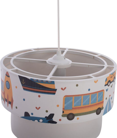 HomeMarkt Transport Toys O singură lumină Lumină de tavan pentru copii Suspendata din material textil 60W cu suport pentru bec E27 Alb 30x20cm