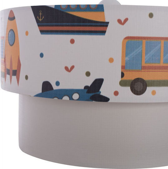 HomeMarkt Transport Toys O singură lumină Lumină de tavan pentru copii Suspendata din material textil 60W cu suport pentru bec E27 Alb 30x20cm