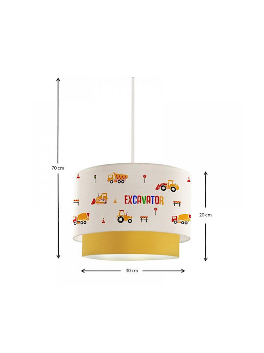 Homeplus Kids Fabric Single Ceiling Light E27 Yellow 30x21cm