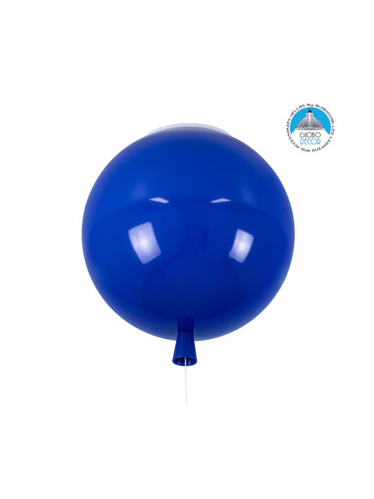 GloboStar Balloon Μονόφωτο Παιδικό Φωτιστικό Κρεμαστό από Πλαστικό με Υποδοχή E27 Μπλε 30x33cm