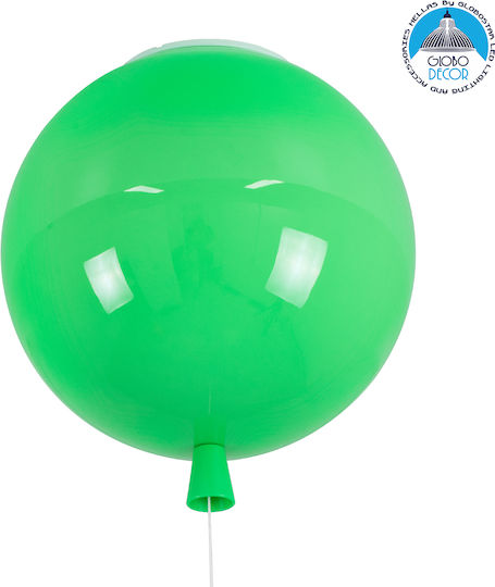 GloboStar Balloon Μονόφωτο Παιδικό Φωτιστικό Κρεμαστό από Πλαστικό με Υποδοχή E27 Πράσινο 30x33cm
