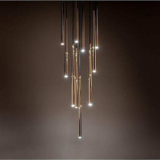 TK Lighting Piano Κρεμαστό Φωτιστικό Καφέ για 10 Λαμπτήρες G9 35x140εκ.