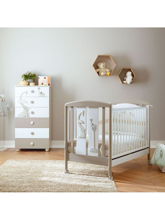 Pali Pali Babybett Savana Weiß/Tortora mit Rädern
