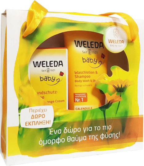 Weleda Calendula Shampoo & Body Wash 200ml & Diaper Change Cream 75ml