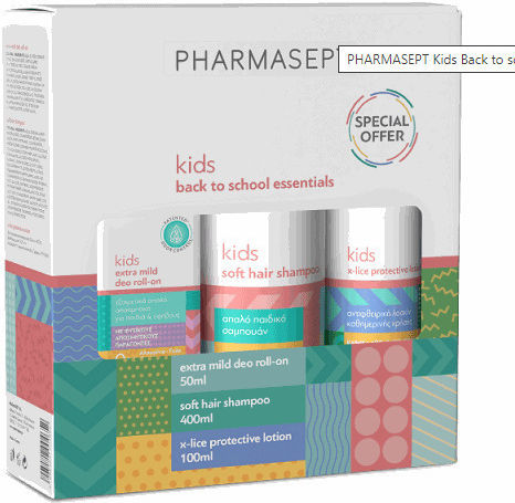 Pharmasept Back to School Pack Σετ Περιποίησης Kids X-Lice Προληπτική Αντιφθειρική Λοσιόν 100ml & Παιδικό Σαμπουάν 400ml & Απαλό Παιδικό & Εφηβικό Αποσμητικό Roll-On 50ml