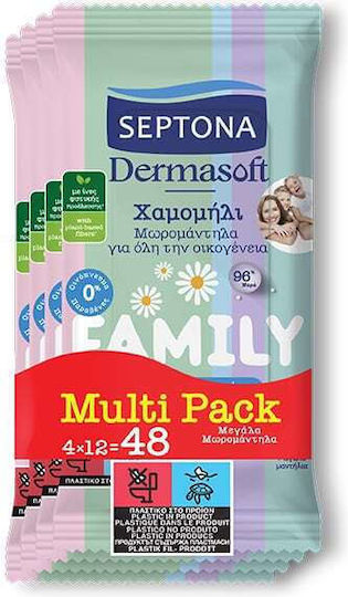 Septona Dermasoft Family Baby Wipes without Alcohol & Parabens 4x12pcs