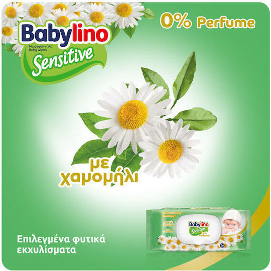 Babylino Sensitive с Ромашка Хипоалергенни Бебешки Кърпички Без Аромат Без Алкохол И Без Парабени 3x54 Бройки