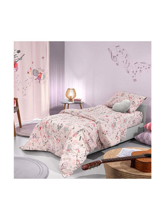 Saint Clair Set Kinderbettbezug Einzel mit Kissenbezug Baumwolle Lilac 165x225cm