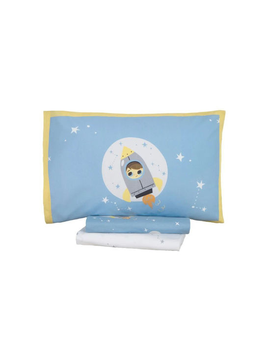 Nima To The Moon Set Kinderbettbezug Einzel mit Kissenbezug Baumwolle Blau 160x240cm