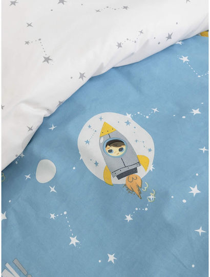 Nima To The Moon Set Kids Duvet Cover Single with Pillowcase Cotton Blue 160x240cm