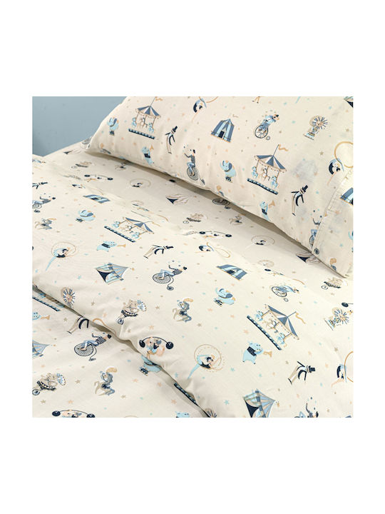 Saint Clair Set Kinderbettbezug Einzel mit Kissenbezug Baumwolle Sky 165x225cm
