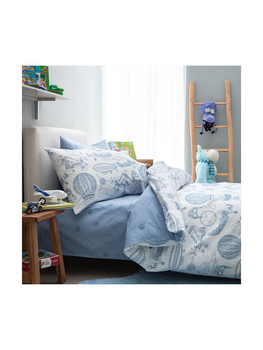 Vesta Home Комплект Детска Завивка Единична с Калъфка Памучна Светлосиня и Navy 170x240см