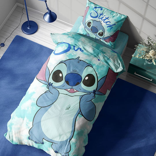 Dimcol Set Kids Duvet Cover Single with Pillowcase Cotton Turquoise 160x240cm