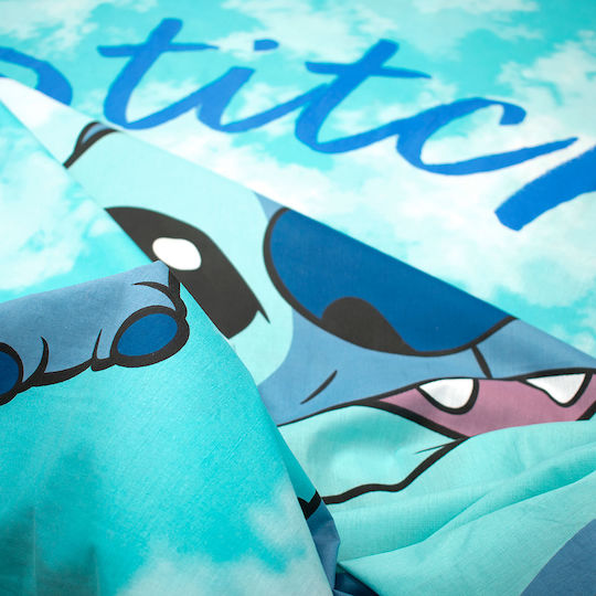 Dimcol Set Kids Duvet Cover Single with Pillowcase Cotton Turquoise 160x240cm