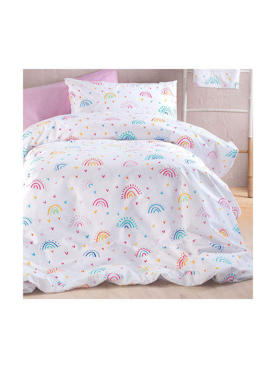 Rythmos Rainbow Set Kids Duvet Cover Single with Pillowcase Cotton Rainbow 160x250cm