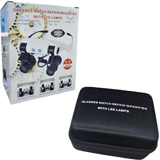 Magnifying Safety Glasses LED Lighting & Interchangeable Lenses – Glasses Watch Repair Magnifier LED Lamps