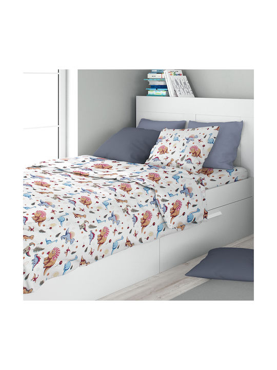Dimcol Kids Duvet Cover Single White-Blue