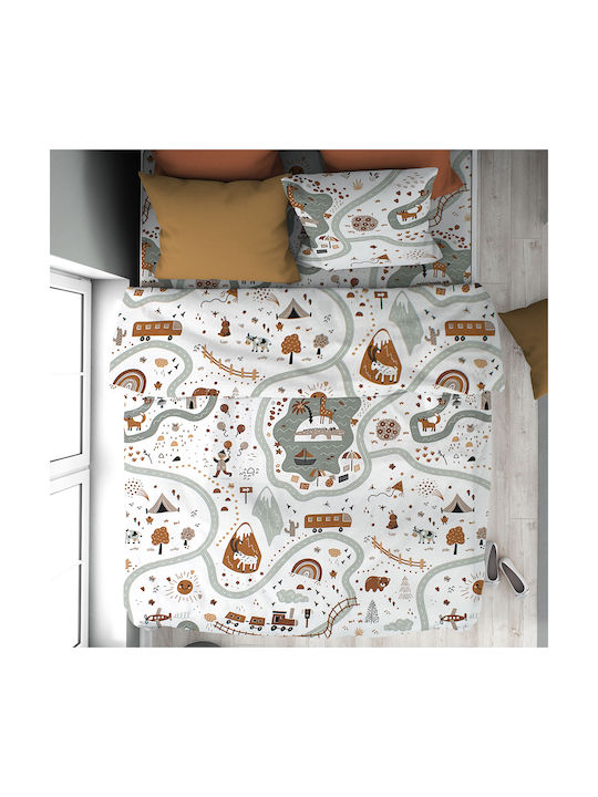 Dimcol Kids Duvet Cover Single White Mint