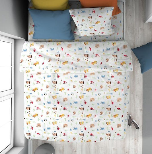 Dimcol Kinderbettbezug Einzel Baumwolle White-sky Blue 160x240cm