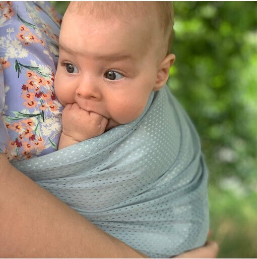 Mini Monkey Wrap Carrier Mini Sling Light Blue with Maximum Weight 15kg