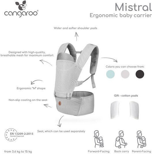 Cangaroo Classic Carrier Mistral gray with Maximum Weight 15kg