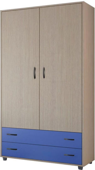 Nr 3 Zwei Türen Kinderkleiderschrank mit 2 Schubladen Lapte-Blau 90x50x180cm