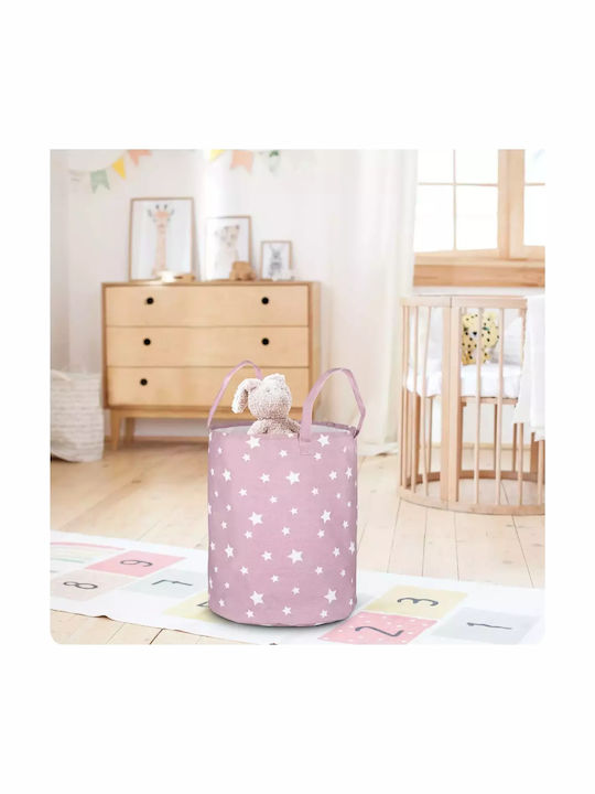 Ricokids Παιδικό Καλάθι Απλύτων από Ύφασμα Αστέρια Ροζ 60x35cm