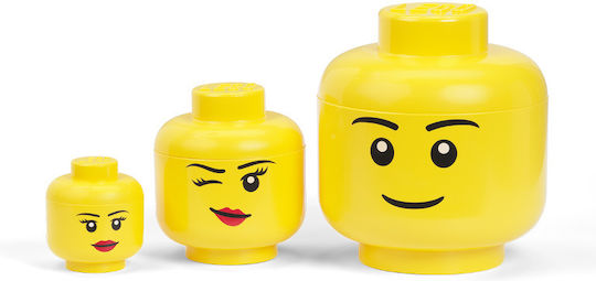 LEGO Παιδικό Κουτί Αποθήκευσης από Πλαστικό Head Κίτρινο 24x24x27cm