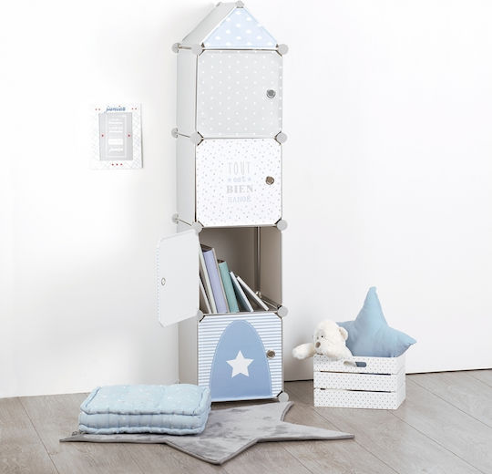 Atmosphera Toy Storage System made of Fabric Blue 34x32x140cm 4pcs