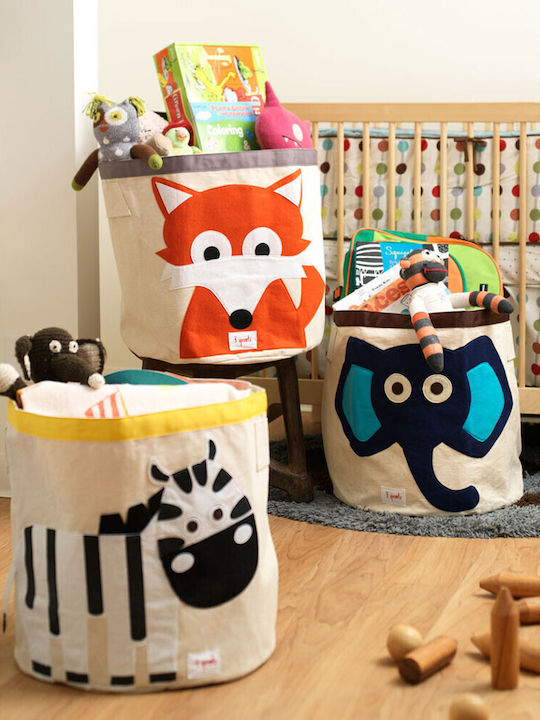 3 Sprouts Children's Storage Basket made of Fabric Racoon Gray 43x43x45cm 1pcs