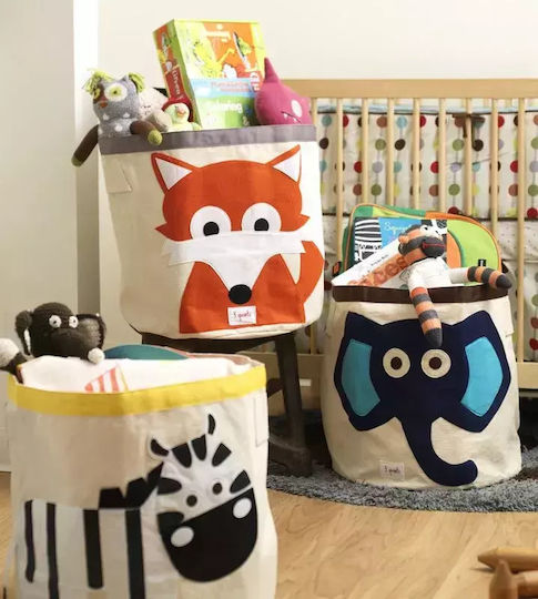 3 Sprouts Παιδικό Καλάθι Αποθήκευσης από Ύφασμα Fox Κόκκινο 43x43x45cm