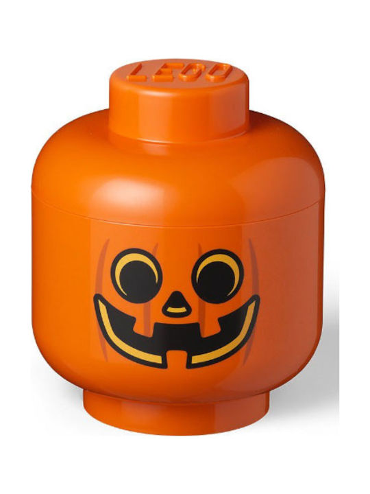 Room Copenhagen Παιδικό Κουτί Αποθήκευσης από Πλαστικό Lego Head Pumpkin Πορτοκαλί 24x24x27cm