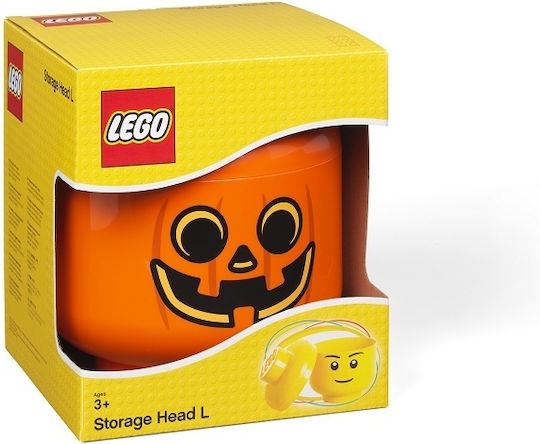 Room Copenhagen Kinder Aufbewahrungsbox aus Kunststoff Lego Head Pumpkin Orange 24x24x27cm 1Stück