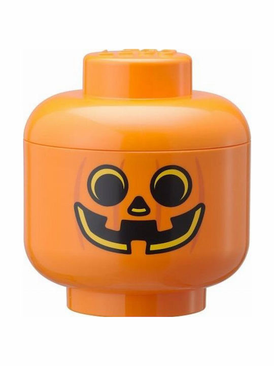 Room Copenhagen Παιδικό Κουτί Αποθήκευσης από Πλαστικό Lego Head Pumpkin Πορτοκαλί 24x24x27cm