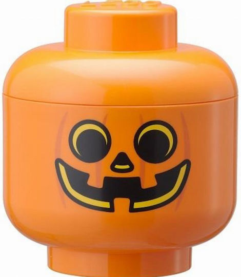 Room Copenhagen Kinder Aufbewahrungsbox aus Kunststoff Lego Head Pumpkin Orange 24x24x27cm 1Stück