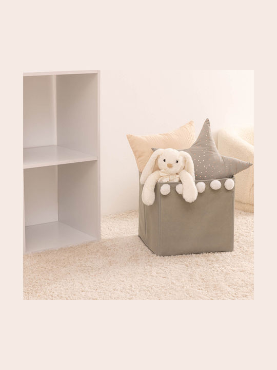 Atmosphera Children's Storage Box made of Fabric Pompom Gray 29x29x29cm 1pcs