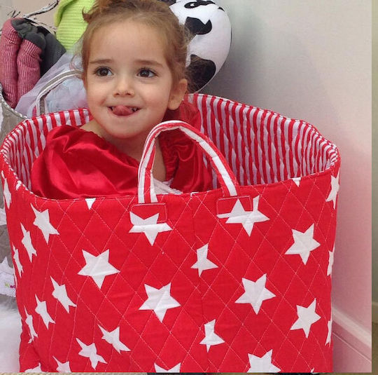 Minene Children's Storage Basket made of Fabric Stars Red 1pcs